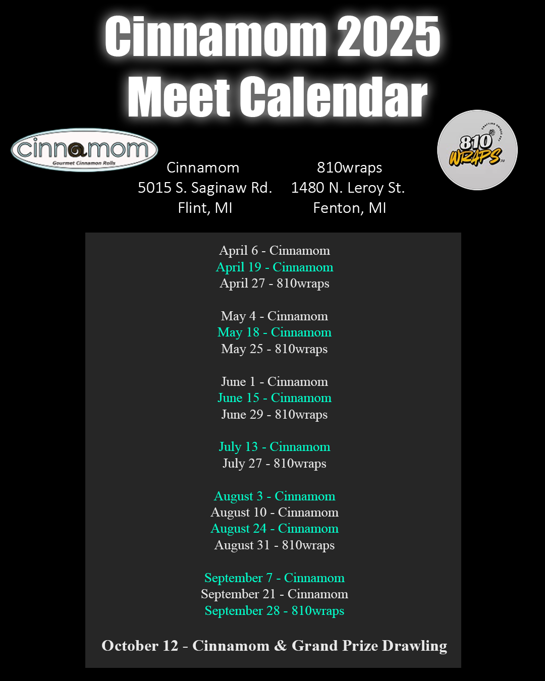 CinnaCarMeet Calendar 2025